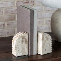 5.5" Beige Marble Scallop Edge Book Ends