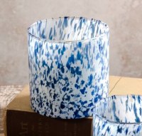 4" Blue and White Speckle Glass Votive