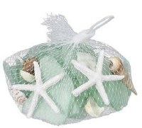 Bag of Green Seaglass With Two Starfish