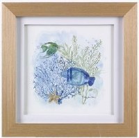 12" Sq Two Fish With a Seafan Coastal Framed Print