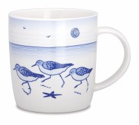 14 Oz Blue Sandpipers Ceramic Mug