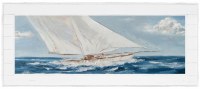 26" x 68" Fairwinds Coastal Canvas in a White Shiplap Frame