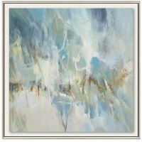 36" Sq Blue at the Top Abstract Framed Canvas