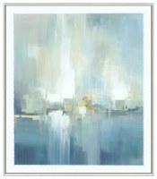 54" x 40" Blue Nova Abstract Framed Canvas