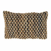 12" x 20" Navy Blue and Jute Net Pillow