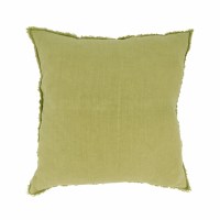 20" Square Chartreuse Green Fringe Pillow