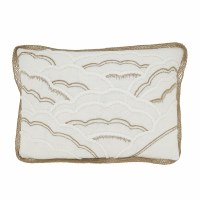 12" x 18" Ivory and Natural Clouds Scalloped Pillow