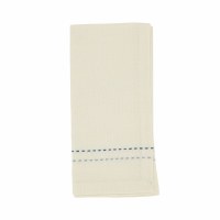 18" Ivory and Blue Stripe Fabric Napkin