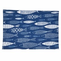 14" x 20" White Fish on Dark Blue Coastal Placemat