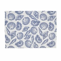 14" x 20" Blue Sea Shells on White Coastal Placemat