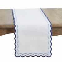 72" Two-Toned Blue Wavy Edge Table Runner