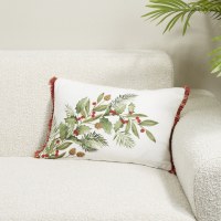 12" x 18" Holly Branch Decorative Christmas Pillow