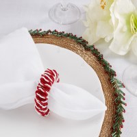 Red and White Glass Beads Napkin Ring