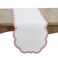 16" x 70" Red Dot Wavy Edge Christmas Table Runner