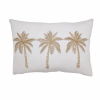 12" x 18" Gold Palms Embroidered Coastal Pillow