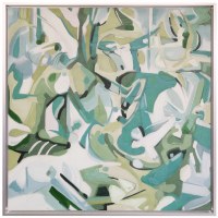40" Sq Green Abstract Framed Canvas