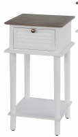 14" White and Brown One Drawer and One Shelf End Table