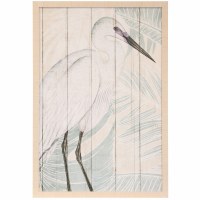 39" x 27" Crane With Palm Leaves 1 Gel Textured Framed Coastal Print
