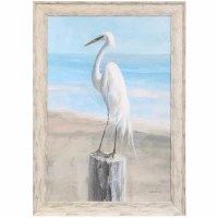 42" x 30" Egret by the Sea Gel Textured Framed Coastal Print