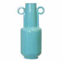 20" Blue Two Handle Ceramic Decorative Vase