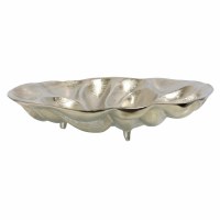 18" Round Silver Metal Textured Decorative Bowl