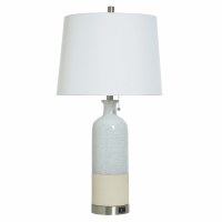 30" Light Blue and Beige Ceramic Table Lamp