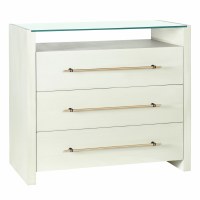 40" Ivory Three Drawers and a Glass Top Cabinet