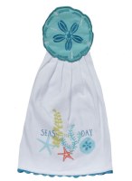 18" x 10" Sand Dollar "Seas The Day" Hang Up Kitchen Towel
