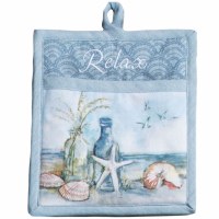 9" x 8" Coastal Sanctuary "Relax" Pocket Oven Mitt