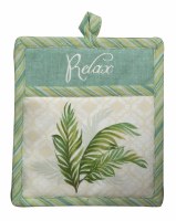 9" x 8" Palm Fronds "Relax" Pocket Mitt