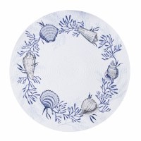 14.5" Round Blue Shells Braided Placemat