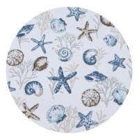 14.5" Round Blue and Brown Shells Braided Placemat