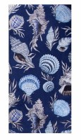 26" x 16" Dark Blue Shells Kitchen Towel