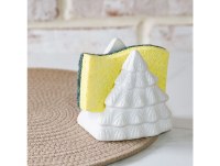 4" White Ceramic Christmas Tree Sponge Holder