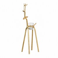 18" Gold Long Leg Reindeer Metal Votive Candleholder