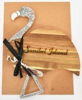 13" "Sanibel Island" Wood Flamingo Cutting Board With a Spreader