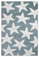 5.3' x 7' White Starfish on Blue Quinn qui02 Rug