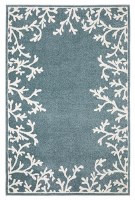 5.3' x 7' White Coral Boarder on Blue Quinn qui07 Rug