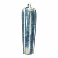 25" Blue, Green, and White Ceramic Decorative Vase