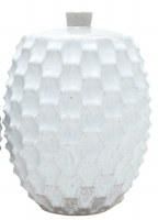 9" White 3D Hexagons Ceramic Jar