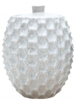 7" White 3D Hexagons Ceramic Jar