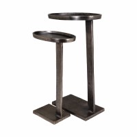 Set of Two 15" Oval Bronze Metal End Tables