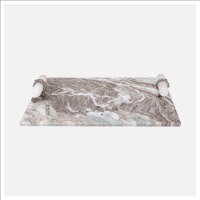 12" x 18" Multicolored Marble Decorative Tray With Crystal Handles