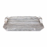 12" x 18" Gray Marble Decorative Tray With Crystal Handles