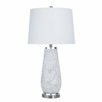 32" White and Silver Swirls Table Lamp
