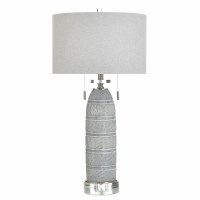 32" Gray and Silver Double Pull Chain Table Lamp