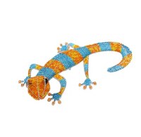 5.5" Orange and Blue Beaded Gecko