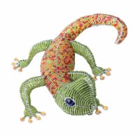 12" Green and Multicolor Beaded Gecko