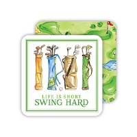 Pack of 20 4" Sq "Life's Short, Swing Hard" Golf Club Coasters