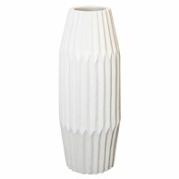 37" Cream Geometric Ceramic Decorative Vase